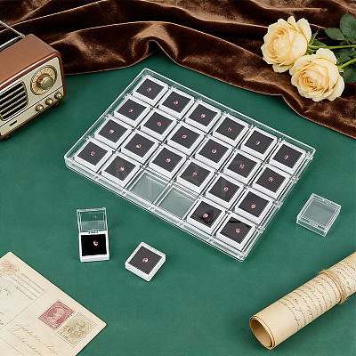 24-Grid Transparent Acrylic Loose Diamond Package Organizer Boxes CON-WH0085-207B-1