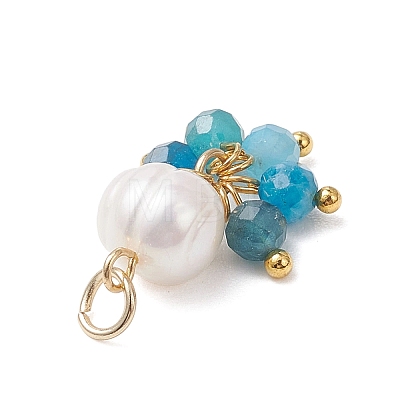 Natural Green Aventurine & Garne & Amethyst & Rose Quartz & Apatite Faceted Round & Potato Pearl Pendants PALLOY-JF04750-03-1