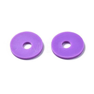 Flat Round Eco-Friendly Handmade Polymer Clay Beads CLAY-R067-12mm-01-1