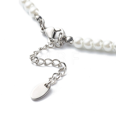 Glass Pearl Round Beaded Necklaces for Kid NJEW-JN03606-1