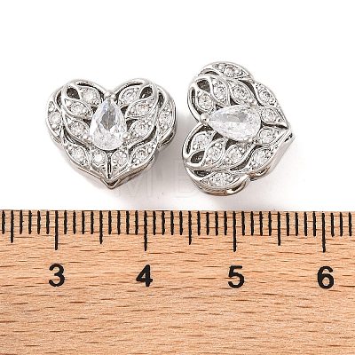 Brass Micro Pave Clear Cubic Zirconia Beads KK-S389-20P-1