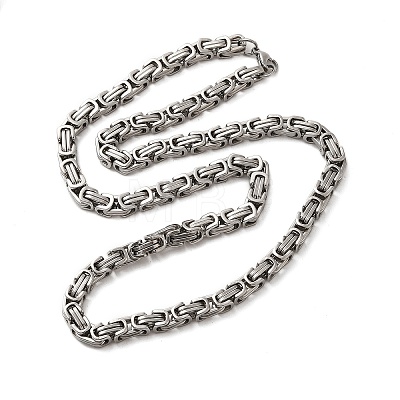 202 Stainless Steel Byzantine Chain Necklaces STAS-A100-02P-1