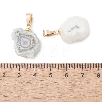 Natural Sunflower Druzy Agate Slice Pendants PALLOY-JF05235-1