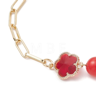 Glass & Natural Mixed Gemstone Beads Link Chain Bracelets BJEW-JB13231-1