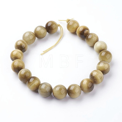 Natural Gold Tiger Eye Beads Strands X-G-C076-10mm-1AA-1