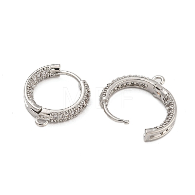 Rack Plating Brass Micro Pave Clear Cubic Zirconia Hoop Earrings Findings KK-F876-20P-1