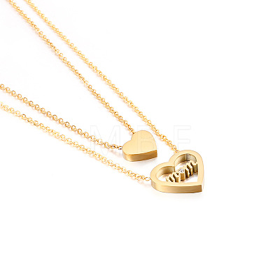 Mother's Day 304 Stainless Steel Double Layer Necklaces WG4BB53-01-1