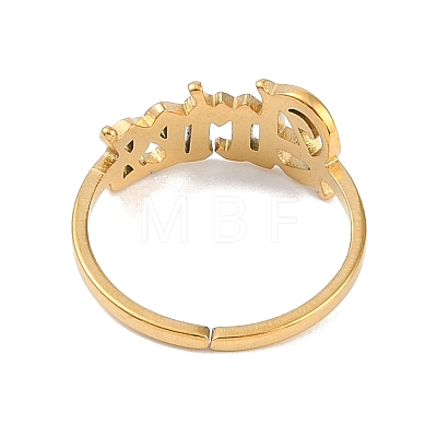 Ion Plating(IP) 304 Stainless Steel Constellation Open Cuff Ring for Women RJEW-C097-01G-07-1