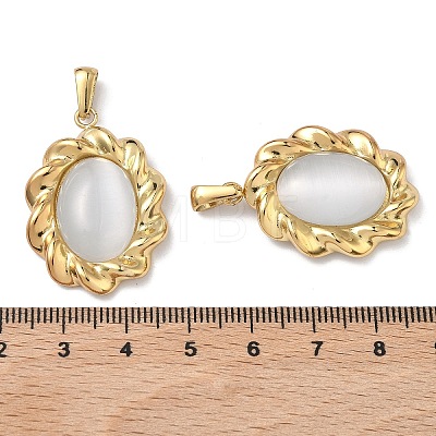 304 Stainless Steel Cat Eye Pendants STAS-L309-01G-1