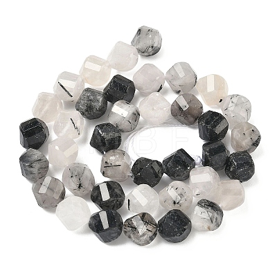 Natural Tourmalinated Quartz/Black Rutilated Quartz Beads Strands G-C267-B02-1
