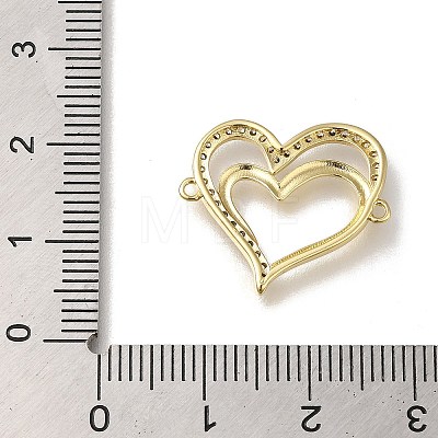 Rack Plating Brass Micro Pave Clear Cubic Zirconia Double Heart Links Connector Charms X-KK-K373-11B-G-1