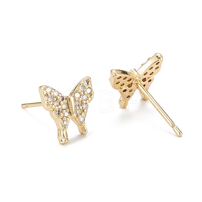 Butterfly Sparkling Cubic Zirconia Stud Earrings for Girl Women EJEW-H126-09G-1