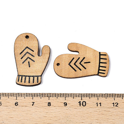 Printed Poplar Wood Pendants FIND-N005-74G-1