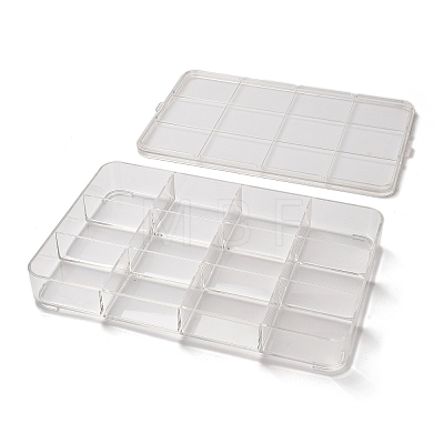 12 Grids Transparent Plastic Bead Storage Boxes with Lid CON-F021-01-1