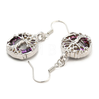 Alloy Tree of Life Dangle Earrings with Glass for Women EJEW-C061-01P-1