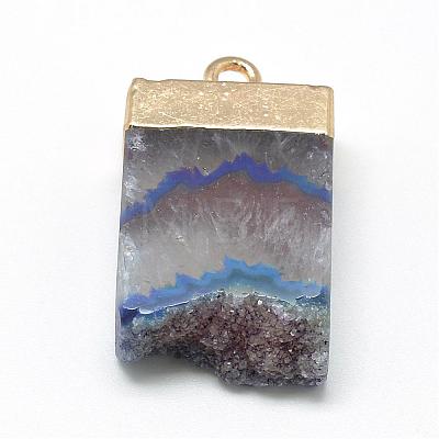 Natural Druzy Agate Pendants G-Q494-15-1