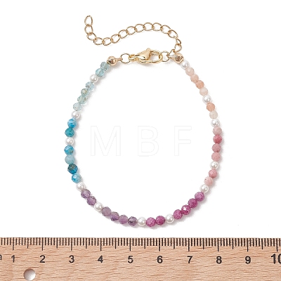 2Pcs 2 Styles Natural Ruby & Apatite & Sunstone & Rhodonite & Amethyst & Shell Pearl Beaded Bracelet Sets for Women2Pcs 2 Styles Natural Ruby & Apatite & Sunstone & Rhodonite & Amethyst & Shell Pearl Round Beaded Bracelet Sets for Women BJEW-JB13555-1