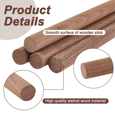 Round Walnut Wooden Sticks WOOD-WH0034-27B-1