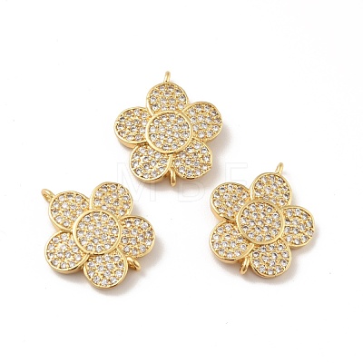 Brass Micro Pave Cubic Zirconia Connector Charms KK-B059-03G-1