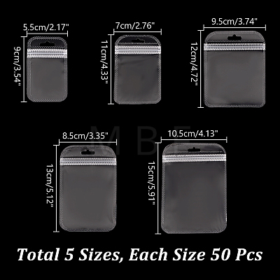  250Pcs 5 Styles Transparent Plastic Zip Lock Bags OPP-NB0001-03-1