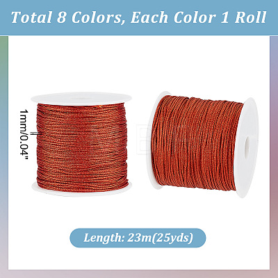   8 Rolls 8 Colors 23M Round Nylon Thread OCOR-PH0002-62-1