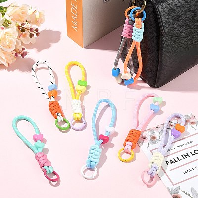 8Pcs 8 Styles Colorful Heart-Shaped Polyester Knot Pendant Decorations ST-CJ0028-14-1