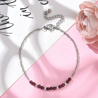 Natural Garnet Beads Link Bracelets BJEW-JB11835-01-1