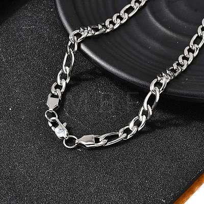 7MM 304 Stainless Steel Figaro Chain Necklaces for Women Men NJEW-B134-04A-P-1