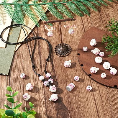 32Pcs 4 Styles Handmade Porcelain Beads PORC-TA0001-78A-1