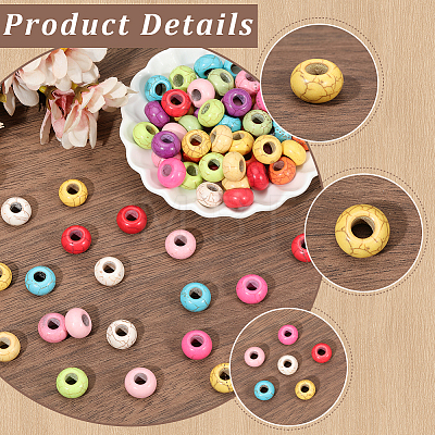 100Pcs Synthetic Turquoise European Beads TURQ-PA0001-04-1