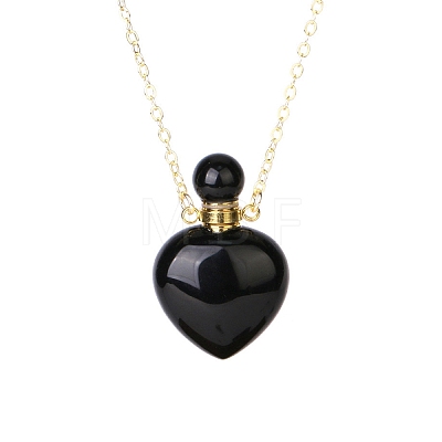 Natural Black Agate Perfume Bottle Pendant Necklace PW-WG2A891-19-1