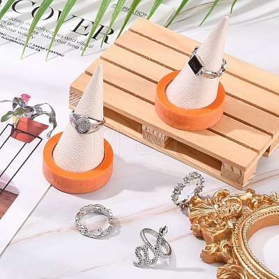 Resin Artificial Marble Jewelry Ring Displays AJEW-H117-16-1