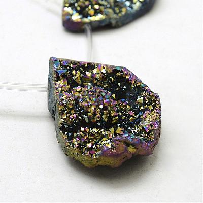 Electroplated Natural Druzy Agate Beads Strands G-N0259-01-1