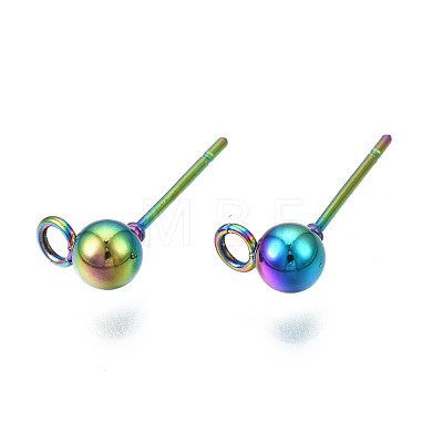 Rack Plating Rainbow Color 304 Stainless Steel Stud Earring Findings STAS-S119-112-1