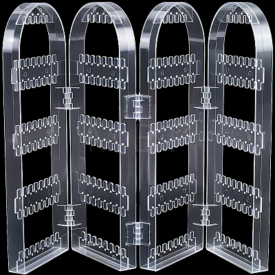 PS Plastic Earring Display Folding Screen Stands with 4 Folding Panels ODIS-WH0043-142A-02-1