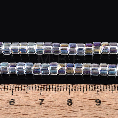 AB Color Plated Transparent Glass Beads Strands GLAA-T026-2x4mm-T06-1