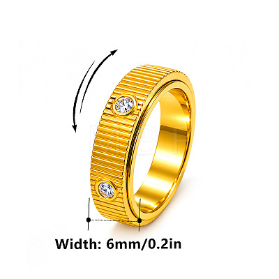 304 Stainless Steel Crystal Rhinestone Rotating Finger Rings WGE33BA-01-1