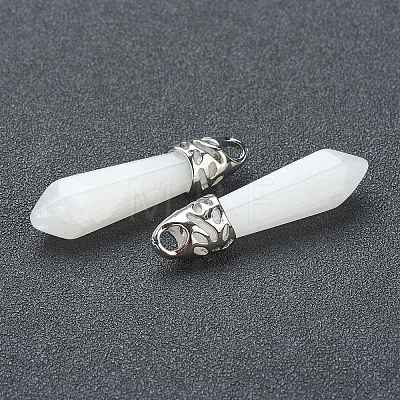 Bullet Natural White Jade Pointed Pendants LS-G-E332-C27-1