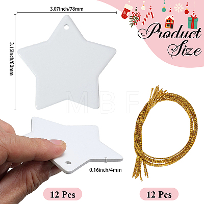 12Pcs Porcelain Heat Transfer Sublimation Blank Pendant Decorations AJEW-SP0002-19B-1