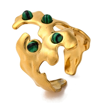 Irregular Synthetic Malachite Finger Rings RJEW-Q822-13G-01-1