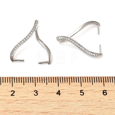 Rhodium Plated 925 Sterling Silver Micro Pave Clear Cubic Zirconia Ice Pick Pinch Bails X-STER-NH0001-52P-1