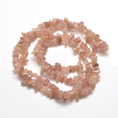 Natural Strawberry Quartz Chip Bead Strands X-G-M205-56-1