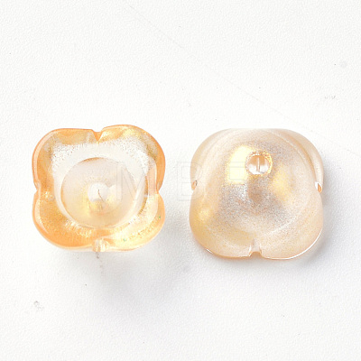 4-Petal Transparent Spray Painted Glass Bead Caps X-GGLA-S054-009B-01-1