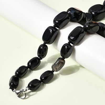 Dyed Natural Agate Cuboid Graduated Beaded Necklaces with Alloy Clasps NJEW-C113-01B-1