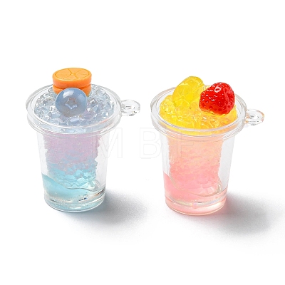 Transparent Resin Imitation Drink Pendants X-RESI-E041-01-1