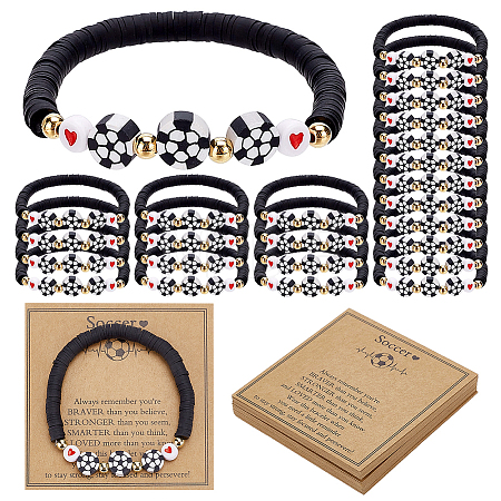 Handmade Polymer Clay Bead Stretch Bracelets BJEW-PH02038-1