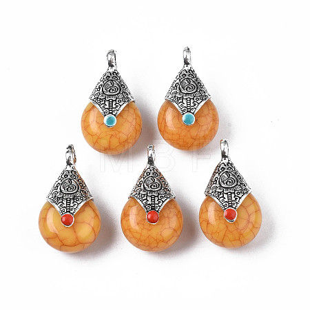 Tibetan Style Resin Pendants RESI-T022-16D-1