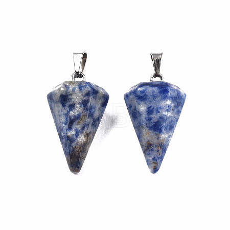 Cone/Spike/Pendulum Natural Blue Spot Jasper Pendants G-R278-76-1