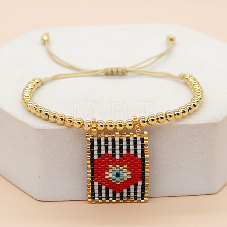 Handmade Glass Seed Bead Charm Bracelets PX3298-7-1