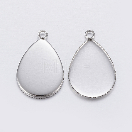 Tarnish Resistant 304 Stainless Steel Pendant Cabochon Settings STAS-P198-14A-1